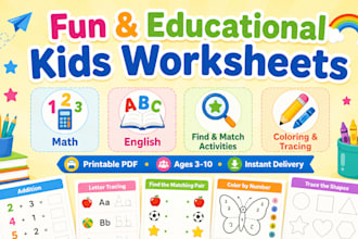 create custom printable kids worksheets for math english tracing and activities