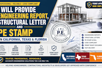 engineering report, structural letter and pe stamp in california texas florida