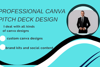 design professional canva pitch deck, presentation and business proposal
