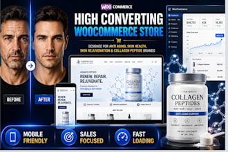 design high converting woocommerce  store for anti aging skin health peptide