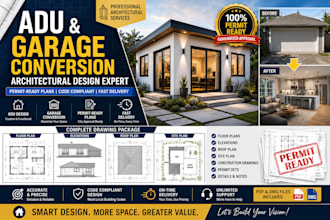design adu, garage conversion, and permit ready architectural floor plans