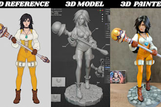convert 2d image to 3d anime figure toy character 3d model, stl for 3d printing