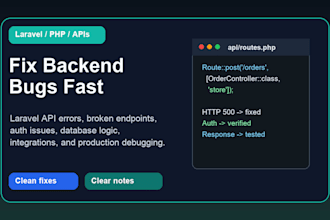 fix or build laravel PHP apis and backend features