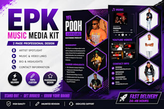 design professional epk, media kit, or speaker one sheet