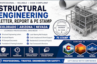 structural engineering letter, report and pe stamp in colorado arizona nevada