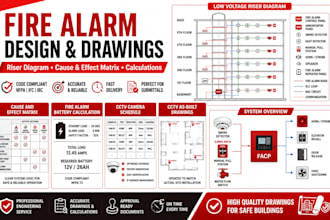 design fire alarm riser diagram, cause and effect matrix, battery calculation