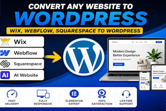 convert wix, webflow or squarespace website to wordpress