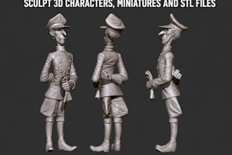 sculpt custom 3d characters, miniatures and stl files for 3d printing