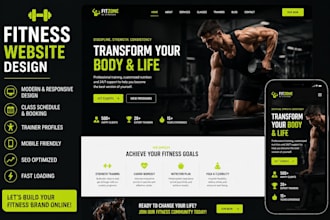 design a professional fitness website, gym website, or personal trainer website