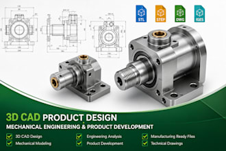 do industrial product, mechanical design and 3d cad modeling for prototyping