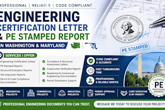 engineering certification letter and pe stamped report in washington maryland