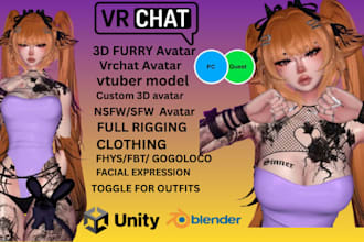 create custom vrchat avatar furry avatar, vr character, vr commission,vrc avatar