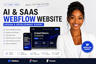 design ai webflow website,saas website, tech startup website developer expert