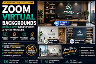 create zoom virtual backgrounds, google meet  and office mockup
