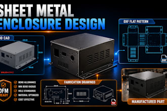 do sheet metal enclosure cad design dxf flat pattern dfm report fabrication draw