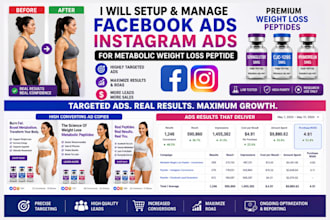 setup and manage facebook ads instagram ads for metabolic weight loss peptide