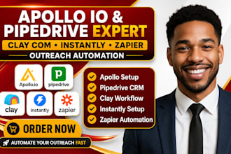 setup clay com apollo io pipedrive instantly zapier outreach automation