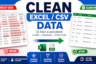 clean, structure and optimize excel or CSV data for analysis and automation