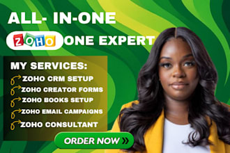 setup zoho CRM email campaigns zoho sites flow creator books expert