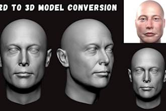convert 2d image to 3d, 3d head bust statues face model picture to 3d model