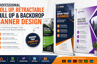 design roll pop up banner, retractable banner, pull up banner, backdrop banner