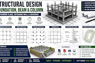 design foundation beam and column layout framing plans retaining wall gradings