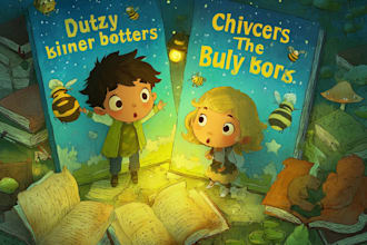 illustrate an animal adventure childrens book cover