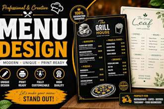 design a professional and modern food menu
