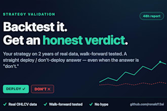 backtest your crypto strategy in python and give a deploy verdict