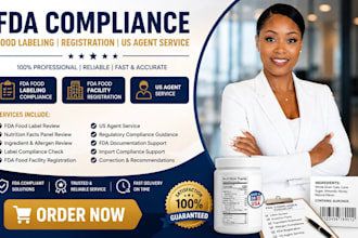 provide fda food labeling compliance, fda registration and US agent service