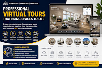 create an interactive 360 virtual tour for real estate, hotels, businesses, and