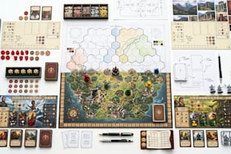 create board game design, card game design, game art and card illustration