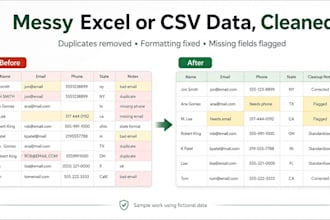 clean organize and format excel and CSV data