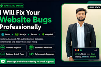 fix website bugs, API issues and mern stack errors