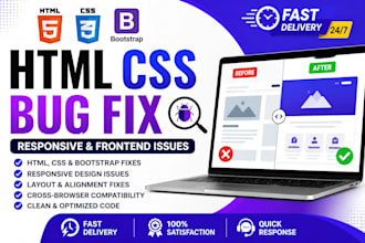 fix HTML CSS bugs, responsive issues and website layout problem