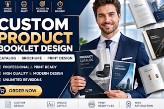 design a custom product booklet for print product booklet, catalog, and brochure