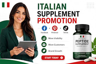 run approved pinterest facebook tiktok promotion for italian peptide supplements