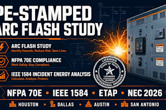 texas pe stamp arc flash study nfpa 70e ieee 1584 etap nec 2026