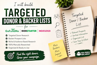 build targeted donor and backer list for gofundme kickstarter indiegogo campaign