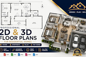 design professional 2d floor plans and 3d floor plans for residential homes