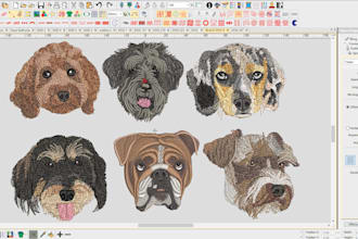 fast pet dog and cats logo embroidery digitizing