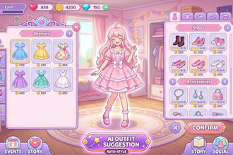 create an interactive 2d dress up ai game