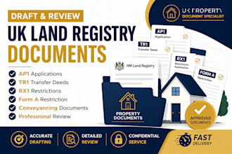 draft and review UK land registry ap1, tr1, rx1, and conveyancing documents