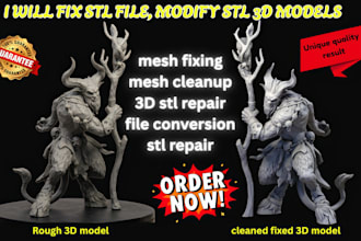 repair faulty stl files, clean up mesh files, modify 3d models to your taste