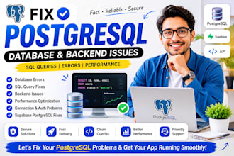 fix postgresql database errors, backend issues and sql queries