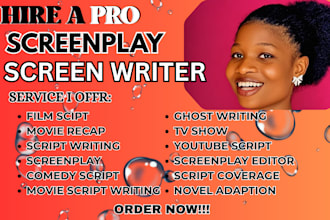 screenplay, screen writer, movie script writer, script editor, film script write