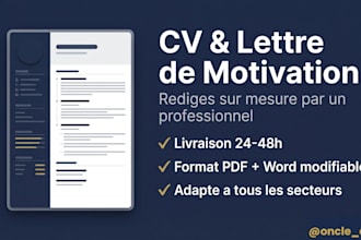 je redige votre CV et lettre de motivation sur mesure