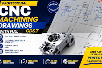 create mechanical technical drawings, gdt and manufacturing drawings in autocad