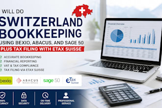 do switzerland bookkeeping using bexio,abacus,sage 50,tax filing in etax suisse