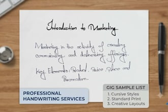 do professional handwriting, text tracing and custom letter writing